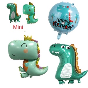 Globo de papel de aluminio de dinosaurio para niños Overlord dibujos animados corona verde Triceratops Raptors lindo 4 colores impreso al por mayor - Product Image 1