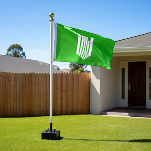 Mástil giratorio antienredos de 6 pies DB con bandera de poliéster impresa en verde lima y blanco de 3x5 pies para actividades promocionales - Product Image 2