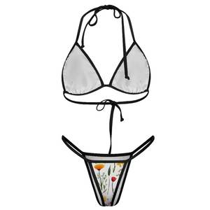 شانهاو المرأة مثير بيكيني بحر ملابس بحر طباعة الأزهار حزام نوع ملابس السباحة مع السراويل أسفل مجموعة من قطعتين - Product Image 5