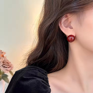 Pendientes Geométricos con Efecto de Goteo de Aceite, Estilo Hueco, Bola Redonda, Chapados en Oro de 18K, Aleación de Latón y Cobre - Product Image 6