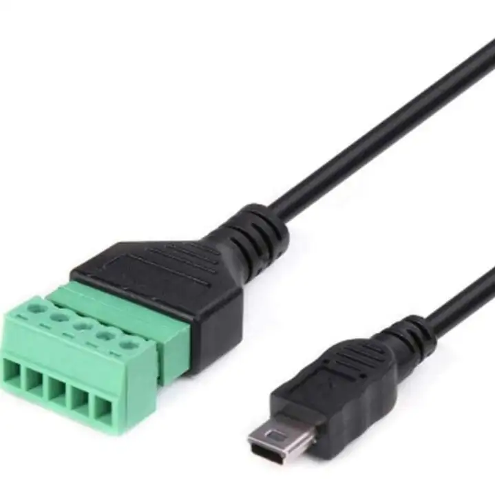 12 Inch Mini USB Male to 5 Pin Screw Terminal Female Adapter Connector Converter Extension Shield Cable Cord