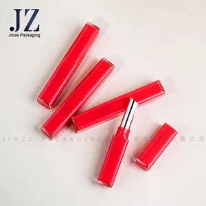 Jinze Unique Wholesale Red Color Plastic Lipstick Tube With 8mm Inner Cup Luxury Lip Container