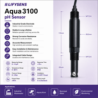 Sonde de pH pour la qualité de l'eau en ligne Aqua3100, capteur submersible IP68 avec électrode en verre RS485, filetage 3/4 NPT, boîtier ABS