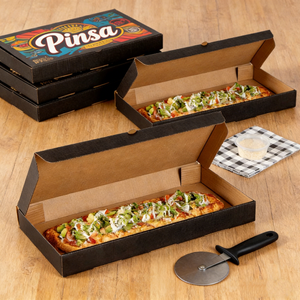 Caja de Pizza Rectangular Plana de Papel Kraft Marrón Corrugado, Desechable, Apta para Alimentos, Estilo Detroit, para <span class=keywords><strong>Pinsa</strong></span> o Pan Plano - Product Image 1
