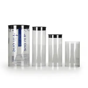 Popular Hot-Selling Makeup Sponge Transparent Clear Cylinder plastic Packing Tube for display packaging