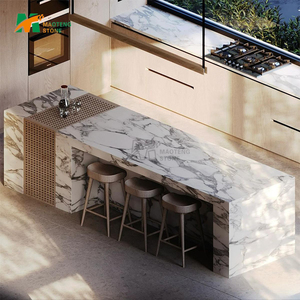 Encimera <span class=keywords><strong>de</strong></span> Cocina Moderna <span class=keywords><strong>de</strong></span> Mármol Natural Beige Bianca Perla MTSTONE, Mesa Central para Isla <span class=keywords><strong>de</strong></span> Cocina - Product Image 2