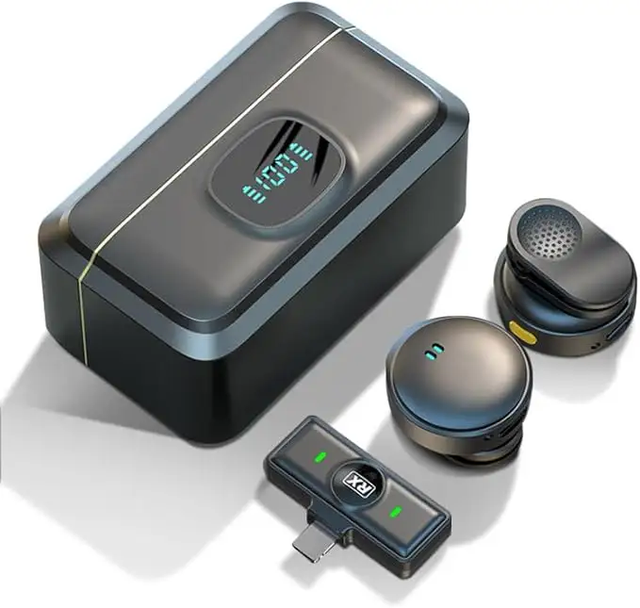 Lavaliere Video 2 Wireless Microphones Singing Dual Transmitter Noise Reduction Portable Smartphone Camera Interview Recording