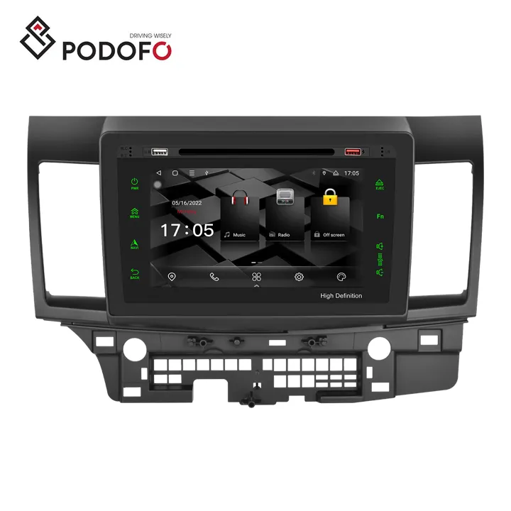 เครื่องเล่น DVD ติดรถยนต์ podofo 10.1นิ้วแอนดรอยด์ติดรถยนต์วิทยุ8 Core 2 + 32GB CarPlay Android Auto สำหรับ Mitsubishi Lancer 2010-2016 GPS DSP Rds