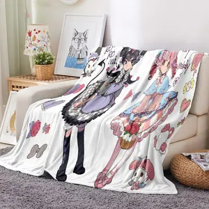 Sanrios Mymelody Kawaii Cartoon Flanel Gooi Deken Anime Pluche Sofa Cover Sprei Reizen Picknick Deken Zachte Sjaal