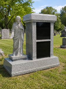 Pierre tombale en granit avec statue de Jésus, style européen traditionnel, monument funéraire - Product Image 3