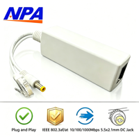 ANPA AP-PD48GK Splitter PoE Isolé Gigabit 48V 12V 2A 24W 10/100/1000Mbps IEEE 802.3af/at Empilable 1 Port pour Caméra IP CCTV