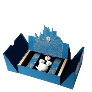 Custom Tea Packaging <b>Box</b> With Ceramic <b>Set</b> Blue Ship Design Gift <b>Box</b> For Tea Presentation - Product Image 1