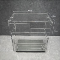 Chariot de bar en acrylique avec 4 roues verrouillables, chariot de service transparent, porte-vin, porte-verres, chariot à boissons roulant pour hôtel et cuisine
