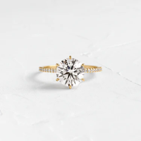 1CT Oval Dört Çatal Taşlı Pave Bantlı Tektaş Laboratuvar Üretimi Elmas Nişan Yüzüğü 14K/18K Som Altın IGI Sertifikalı CVD/HPHT Özel Yapım