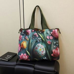 Bolsa de Compras Reutilizable, Plegable, Impermeable, de Poliéster, Colorida, con Diseño de Flores Impresas Personalizadas, Ecológica, para Supermercado, 2026 - Product Image 5