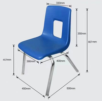 Chaise d'écolier empilable en plastique bleu marine à trou carré, modèle américain très vendu, idéale pour les salles de classe