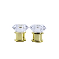 Capuchons de bouteille de parfum scintillants en acrylique doré + pp, personnalisé, couronne transparente, vente en gros, pièces