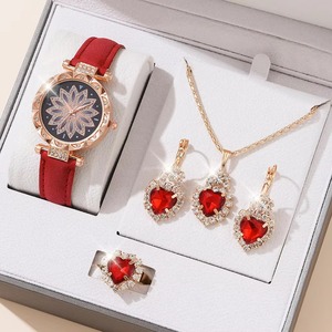 Reloj de Pulsera de Cuero de Lujo Drioshipping, Reloj de Cuarzo para Mujer, Juego de Anillo, Collar, Aretes y Pulsera de Mariposa para Mujer - Product Image 3