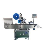 Machine d'étiquetage horizontale automatique continue pour petites bouteilles rondes, applicateur d'étiquettes pour produits cylindriques horizontaux