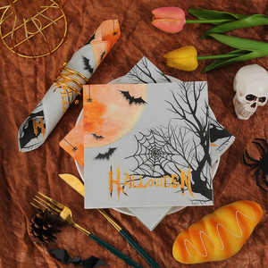New Halloween bat-patterned holiday-specific napkins, made from virgin wood pulp, double-layered, thickened, small pack, - Product Image 3