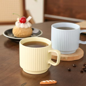 แก้วเซรามิก พอร์ซเลน แก้วกาแฟแบบซ้อนได้ สำหรับใช้ในบ้าน ดีไซน์น่ารัก สีพื้น แก้วน้ำ - Product Image 2