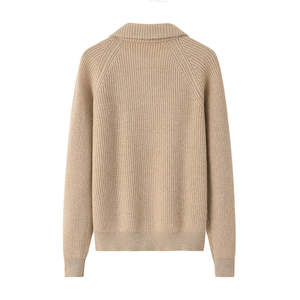 Pull cardigan en polaire pour femme, 100% cachemire pur, hiver, respirant, vintage, chaud, col rabattu, fermeture éclair, tricot épais - Product Image 2