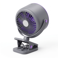 Ventilateur à pince rechargeable 5 vitesses, ultra silencieux, fort débit d'air, avec affichage numérique