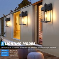 Lampu dinding luar ruangan, lampu dinding luar ruangan, lampu taman, tempat lilin, Sensor gerak, senja ke fajar, halaman, HITAM