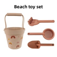 Ensemble de jouets de plage en silicone, seau portable, jeu aquatique parent-enfant, pelle à sable, outils de plage
