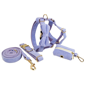 Set di 5 pezzi con imbracatura per cani in velluto a coste di lusso incluso il papillon personalizzato per animali domestici di piccole dimensioni - Product Image 1