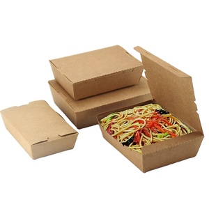 Boîte à lunch en papier kraft bio pour <span class=keywords><strong>risotto</strong></span>, paella à emporter pour restaurant, gaufrage en feuille d'or pour salade, collation, pain - Product Image 4