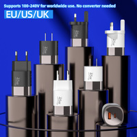 Adaptateur de charge rapide 45W PD QC 3.0, prises US EU UK, USB-C USB-A 5V/2.4A OTP, chargeur de voyage portable pour téléphone, ordinateur portable, tablette