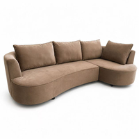 Canapé modulaire incurvé moderne en forme de L, trois places, avec chaise longue, rembourrage de haute qualité pour salon, villa