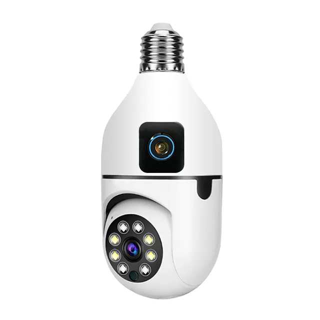 Kamera bohlam V380 4MP, alat pengintai Wifi penglihatan malam CCTV rumah pintar tanpa kabel IP kamera jaringan warna penuh