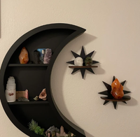 Mini étagère en cristal étoile en bois, petit bougeoir, décoration d'art mural, étagère flottante