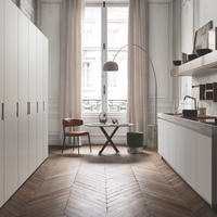 Armoires de cuisine en bois de style crème minimaliste moderne, blanc pur, luxe, avec design personnalisable et caractéristiques écologiques