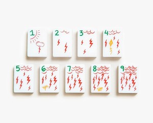Jeu de tuiles de mahjong classique avec motifs et chiffres colorés pour 4 joueurs, jeu portable - Product Image 4