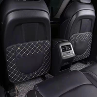 1 pièce Housse de protection de dossier de siège de voiture en PU avec tapis anti-coup de pied et sac de rangement anti-salissures - Accessoires automobiles