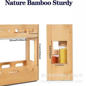 Estante de almacenamiento de madera para especias de cocina, organizador de escritorio de doble capa, soporte multifuncional para especias - Product Image 3