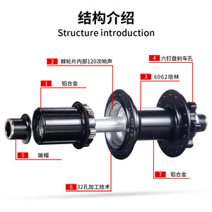 Bolany Buje de Eje Pasante para Bicicleta de Montaña 32H 4 Rodamientos Trinquete de 120 Clics Boost Freno de Disco - Product Image 5