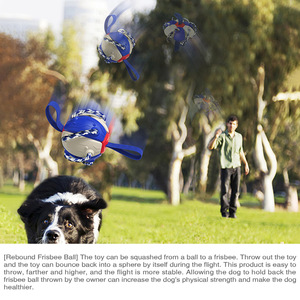 <b>Interactive</b> Dog Chew Ball with Cotton Rope and Nylon Handle Blue White Red Teeth Cleaning <b>Toy</b> for Dogs - Product Image 4