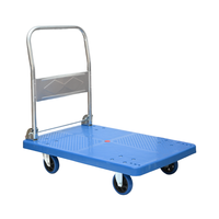 Chariot mobile à plate-forme en acier Chariot mobile d'entrepôt plat pliant Capacité de poids pliante Chariot à bagages Chariot à plat