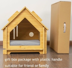 Casa para Mascotas de Madera Resistente, Fácil de Montar y Desmontar, con Ventilación, Cama de Bambú Sólido para Interiores, Fabricada en Fábrica, en Tamaños Grandes y Pequeños Personalizables - Product Image 2