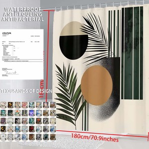 Moderno Set di 4 pezzi Anti-Slip stampato digitale fiore in PVC ganci impermeabili in poliestere hotel <span class=keywords><strong>tenda</strong></span> da doccia biancheria da bagno stuoie - Product Image 2