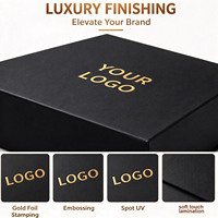 Boîte cadeau magnétique pliable rigide personnalisée, grande boîte en carton noir de luxe avec poignée et couvercle magnétique