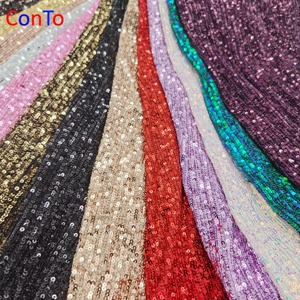 Tissu en dentelle extensible de Shaoxing, paillettes noires et blanches, tissu à paillettes - Product Image 4