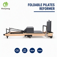 Reformer de Pilates pliable en bois d'érable avec jambes extensibles, équipement de studio à domicile peu encombrant
