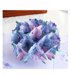 การ์ดอวยพรวาเลนไทน์และวันรับปริญญาแบบ 3 มิติ ลายดอกไม้สีฟ้า พร้อมการ์ดข้อความสำหรับเป็นของขวัญ - Product Image 2