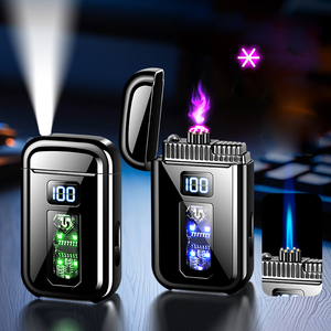 Encendedor de antorcha recargable de doble uso eléctrico de gas de arco de moda personalizado con logotipo de pantalla de energía a prueba de viento, regalo embalado - Product Image 2