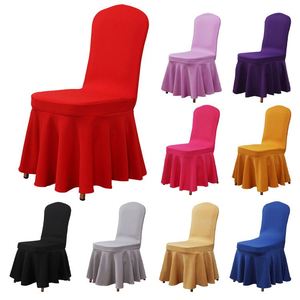 Nouvel ensemble de housses de chaise de salle à manger 2023, couleur rouge, jupe extensible, housse de chaise de banquet pour hôtel - Product Image 5